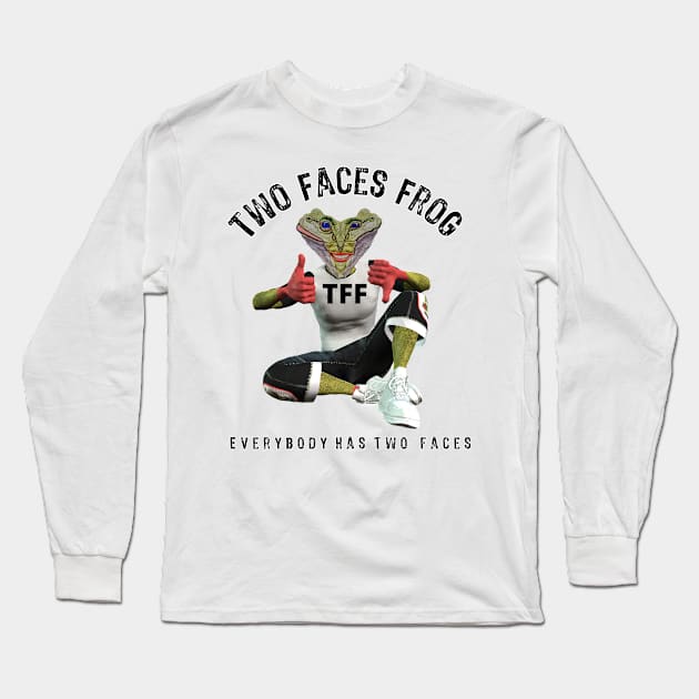 Slogan Design Art Two Faces Frog Long Sleeve T-Shirt by UMF - Fwo Faces Frog